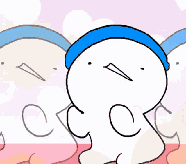 a cartoon of a person wearing a blue hat with the letter c on the bottom