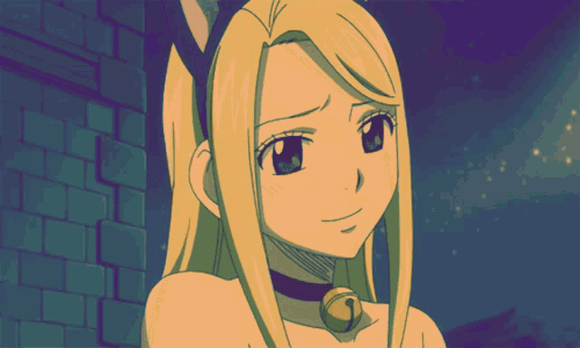 a drawing of a girl with cat ears and a cat collar