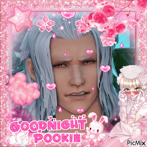 a picture of a man and a girl with the words goodnight pookie on it