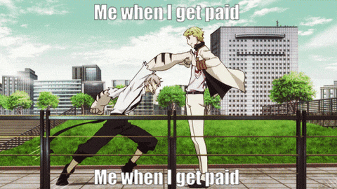 two men are fighting in a park and the caption says me when i get paid me when i get paid