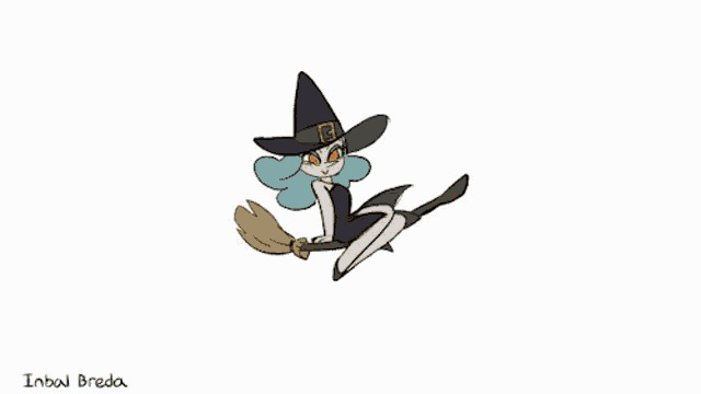 a drawing of a witch and a pumpkin with the name inbal breda below