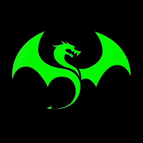 a green background with a black circle in the center
