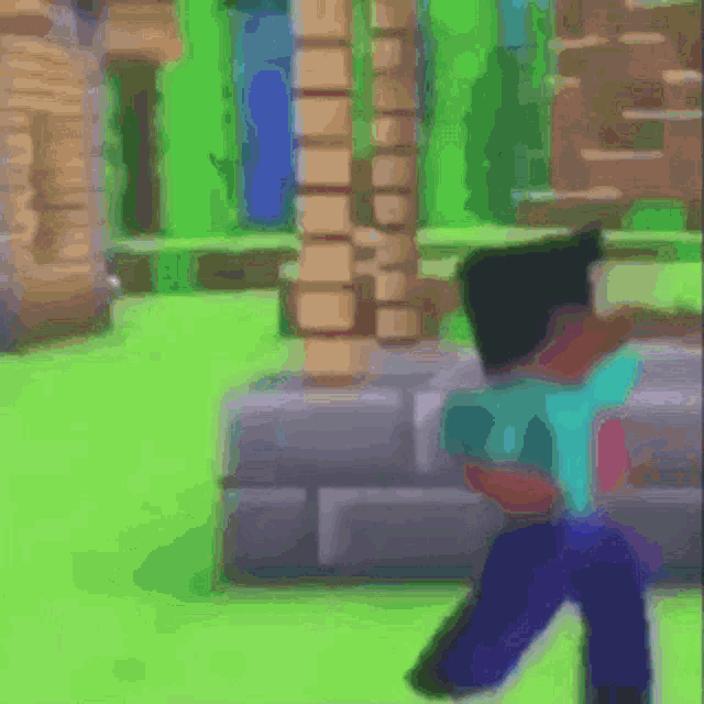 a blurry picture of a person in a video game called minecraft