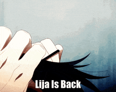 a picture of a person with the words lija is back written on it