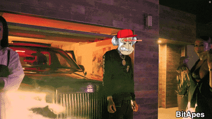 a pixel art of a man wearing a red hat with the word bit apes on the bottom right