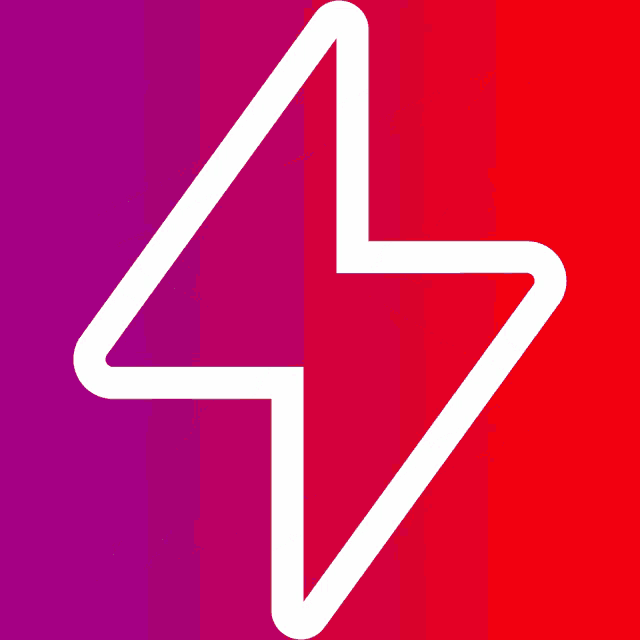 a red and purple background with a white lightning bolt