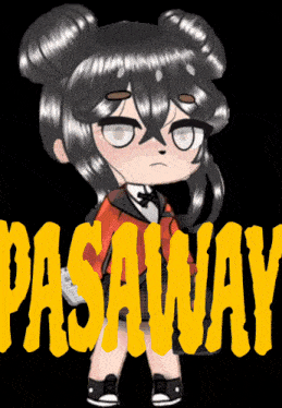 a girl is standing in front of a yellow sign that says pasaway