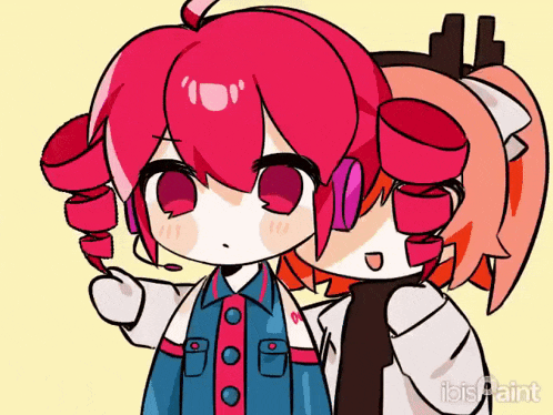 a drawing of two girls with ibis paint written on the bottom left