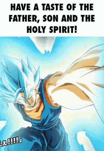a picture of a person with the words have a taste of the father son and the holy spirit
