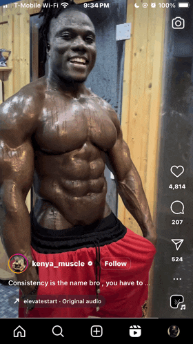 a screenshot of kenya_muscle 's instagram page showing a muscular man