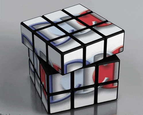 a rubik 's cube with a red white and blue design on the sides