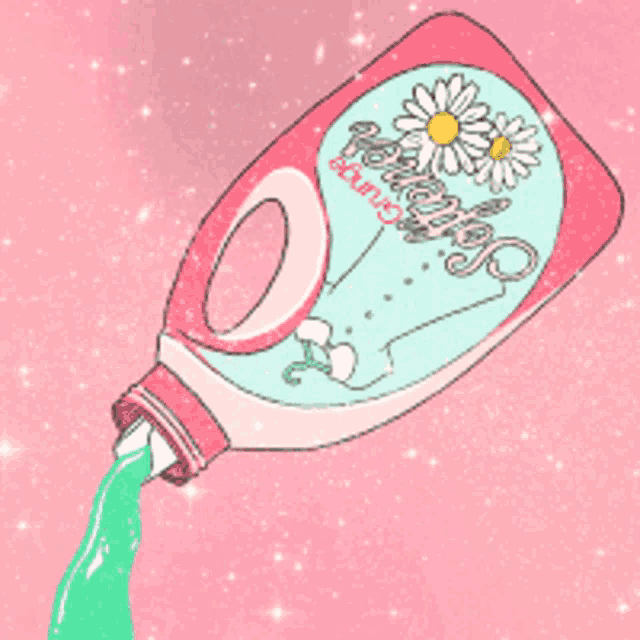 a bottle of laundry detergent with flowers on the label