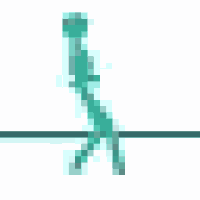 a green stick figure is standing on a white surface with a compass .