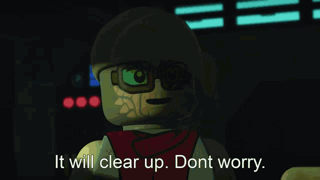 a video game scene with the words " it will clear up dont worry "