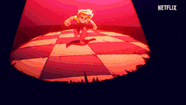 a cartoon character is running on a checkered floor with a netflix logo in the corner