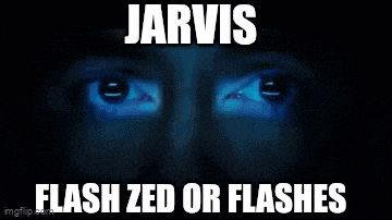 jarvis flash zed or flashes is written in white on a blue background