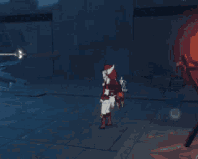 a pixel art of a girl with horns and a light coming out of her head