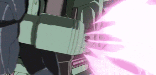 a close up of a robot with a pink light coming out of it 's arm