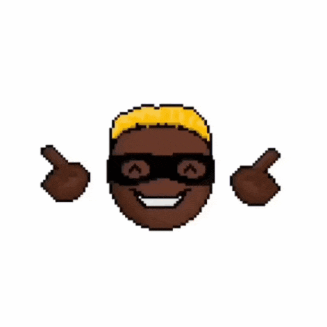 a pixel art drawing of a man with glasses and a yellow haircut .