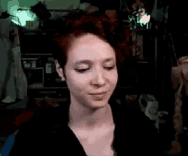 a close up of a woman 's face with the word n7 in the corner