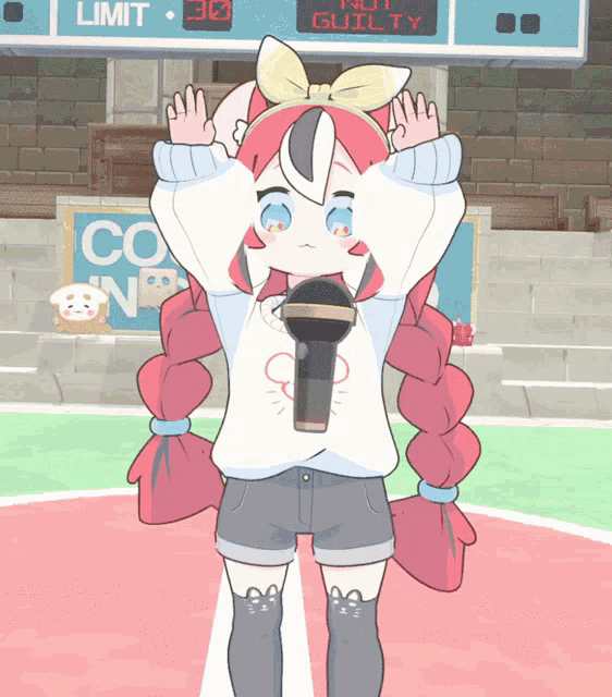 a cartoon girl stands in front of a sign that says limit