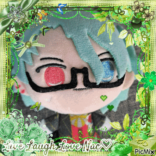 a picture of a stuffed animal with the words give laugh love nae written on it