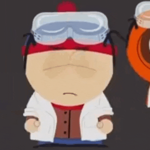 a cartoon character wearing goggles and a lab coat is standing next to another cartoon character .