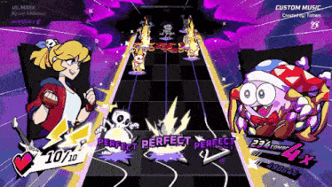 a screenshot of a video game that says perfect perfect perfect on the bottom