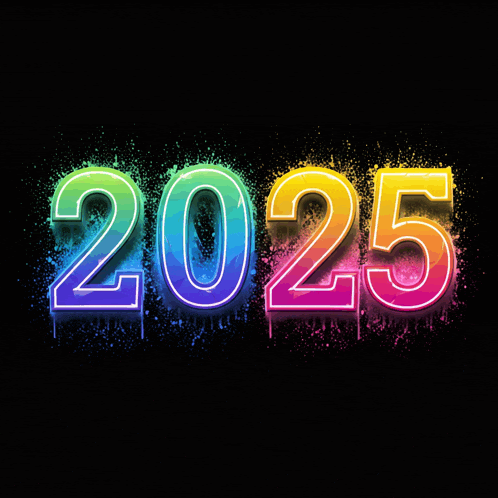 the number 2025 is painted in rainbow colors