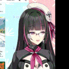 a girl with long black hair and glasses is wearing a hat and a pink tie .