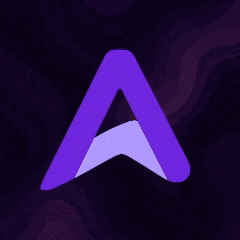 a purple and blue letter a on a dark purple background