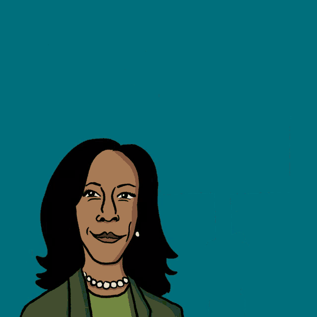 a cartoon of kamala fouhgt for with a woman holding a sign
