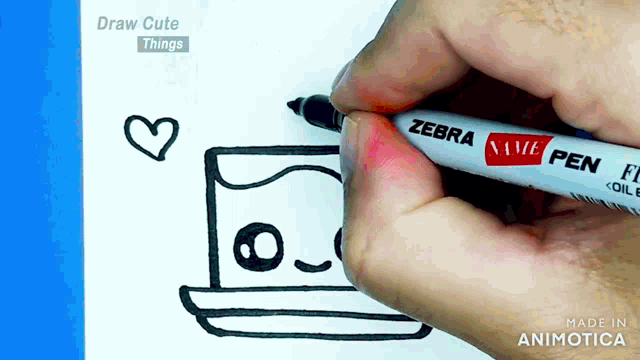 a person is using a zebra pen to draw something