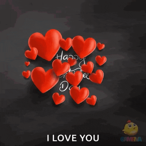 a valentine 's day greeting card with red hearts and the words happy valentine 's day i love you