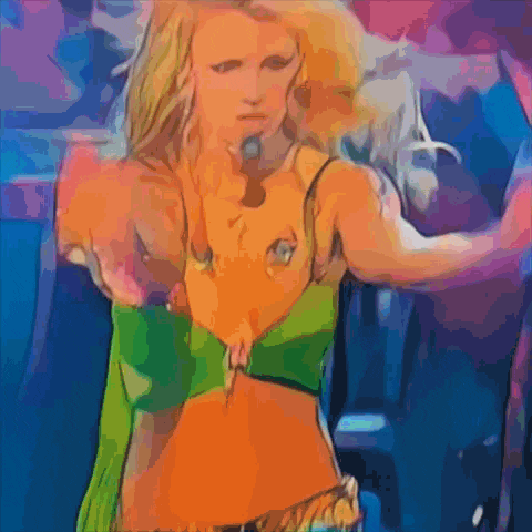 a colorful drawing of a woman in a rainbow top
