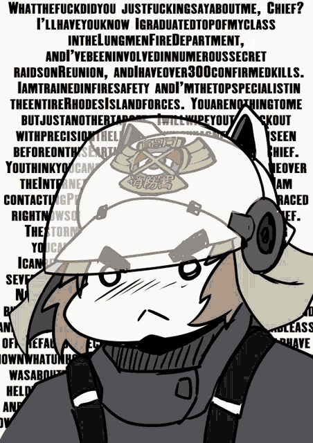 a cartoon of a fireman with the words " what the fuck did you just fucking say about me chief " on the bottom