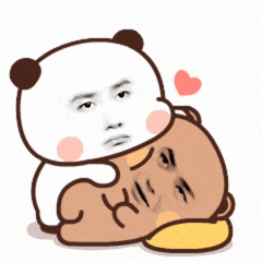 a cartoon panda bear is hugging a brown bear