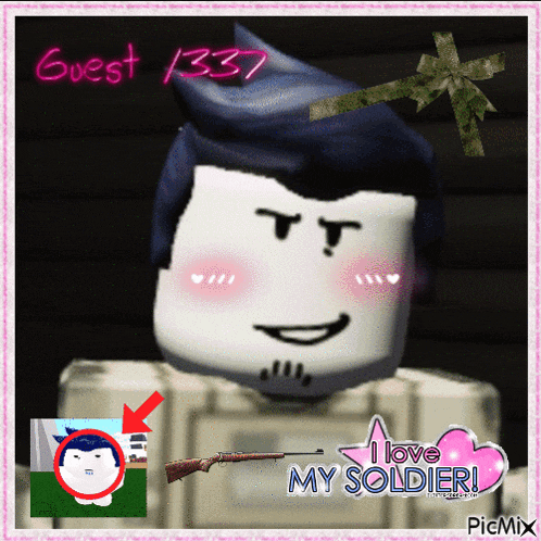 a picture of a soldier with the words " i love my soldier " at the bottom