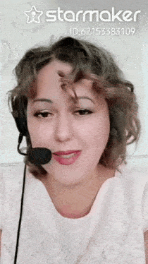 a woman wearing a headset and a starmaker logo
