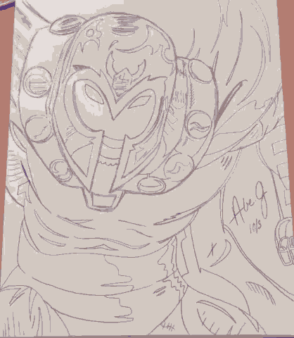 a black and white drawing of a superhero wearing a mask