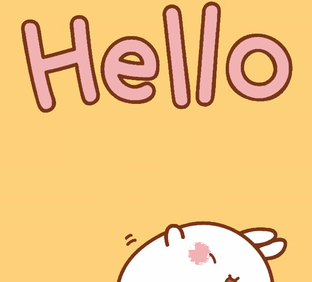a cartoon drawing of a rabbit with the word hello above it