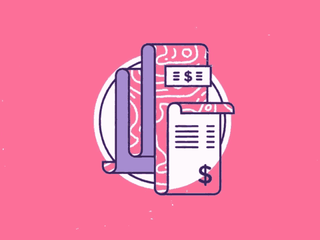 an illustration of a receipt with a dollar sign on top