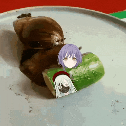 a picture of two anime girls on a cucumber