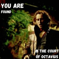 a picture of a man with the words " you are found in the court of octavius " on it