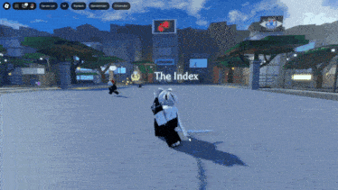 a person standing in front of a building that says the index on it