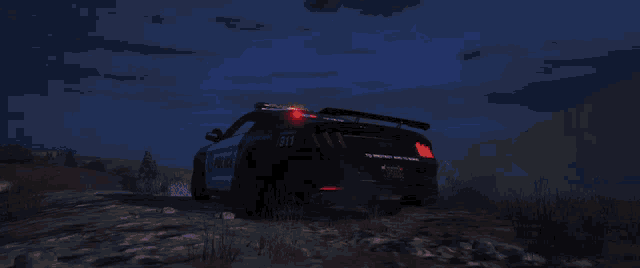 a black police car with a license plate that says lp504 on it