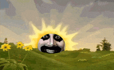 a cartoon sun with a face painted on it