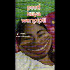 a woman is making a funny face with the words psst kuya wanpipti behind her