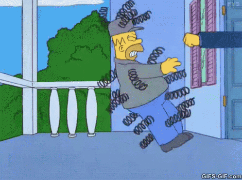 a cartoon of homer simpson with springs coming out of his pants .