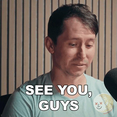 a man says " see you guys " while looking down